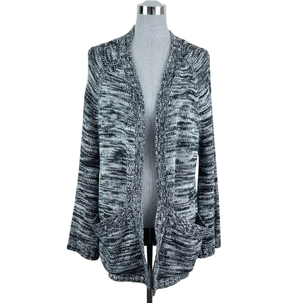 MINKPINK Cardigan‎ Open Front Monochrome Heathered Knit Boho Casual Women XS-S
